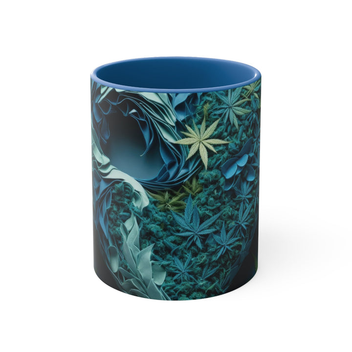 Cannabis Heart Art - Accent Coffee Mug - Mug - g(0D·IO) - Blue - 11oz -