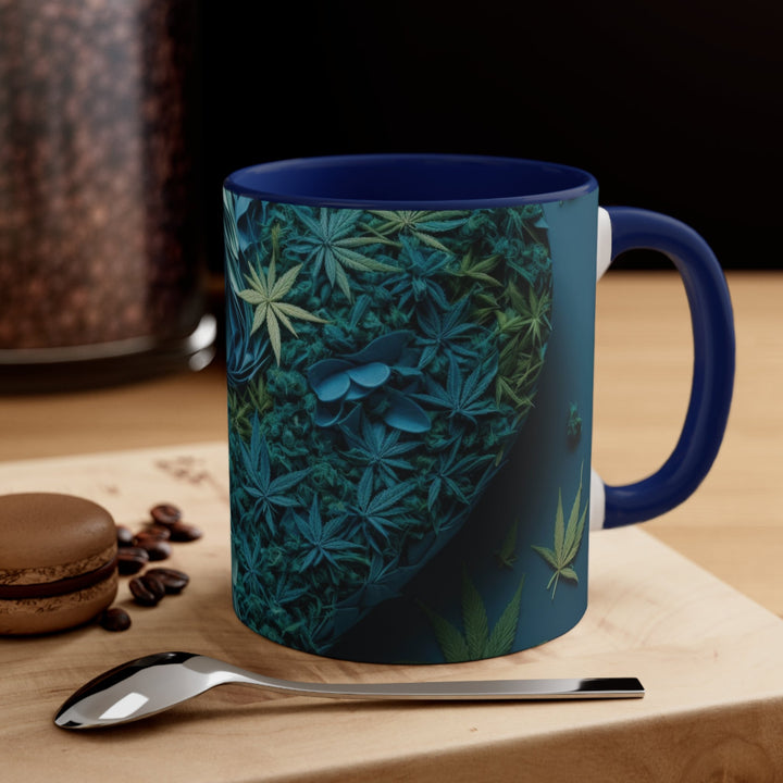 Cannabis Heart Art - Accent Coffee Mug - Mug - g(0D·IO) - Pink - 11oz -