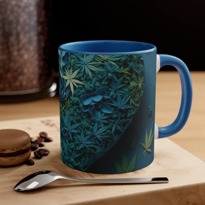 Cannabis Heart Art - Accent Coffee Mug - Mug - g(0D·IO) - Pink - 11oz -