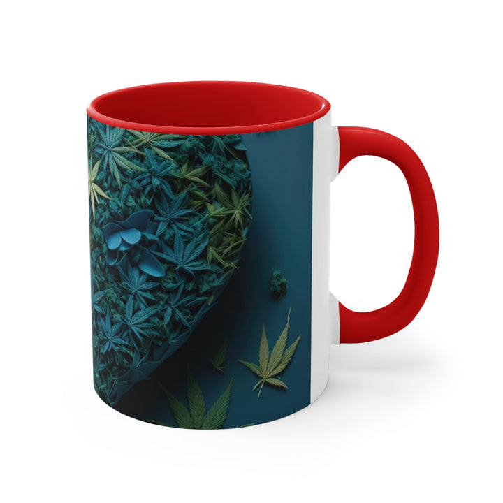 Cannabis Heart Art - Accent Coffee Mug - Mug - g(0D·IO) - Pink - 11oz -