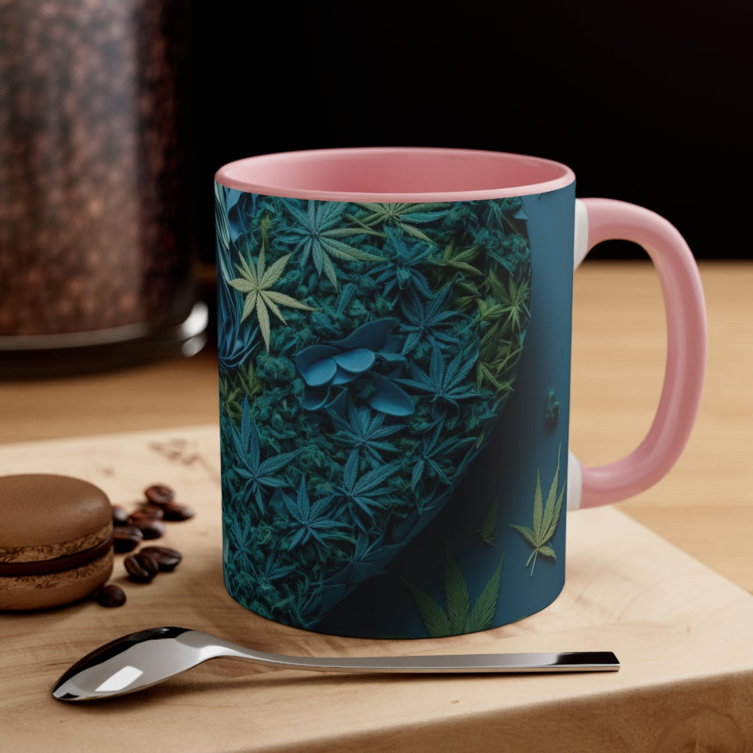 Cannabis Heart Art - Accent Coffee Mug - Mug - g(0D·IO) - Pink - 11oz -