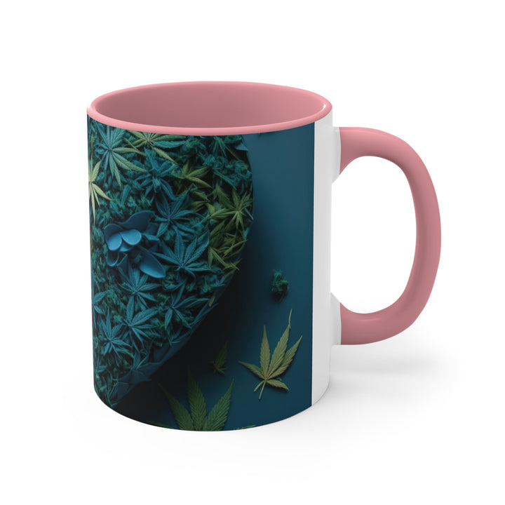 Cannabis Heart Art - Accent Coffee Mug - Mug - g(0D·IO) - Pink - 11oz -