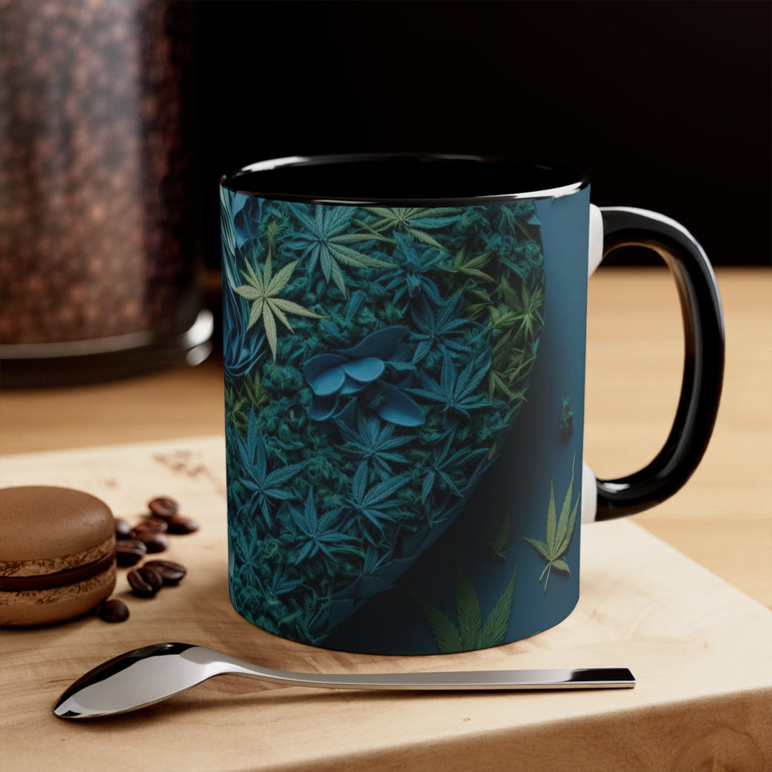 Cannabis Heart Art - Accent Coffee Mug - Mug - g(0D·IO) - Pink - 11oz -