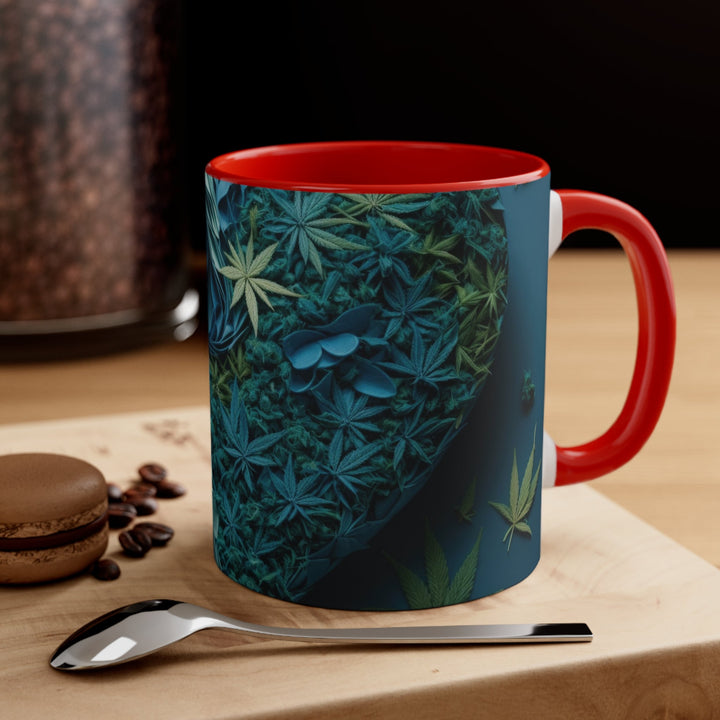 Cannabis Heart Art - Accent Coffee Mug - Mug - g(0D·IO) - Pink - 11oz -