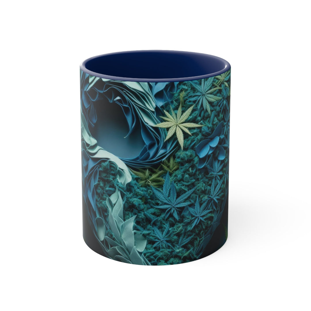 Cannabis Heart Art - Accent Coffee Mug - Mug - g(0D·IO) - Navy - 11oz -