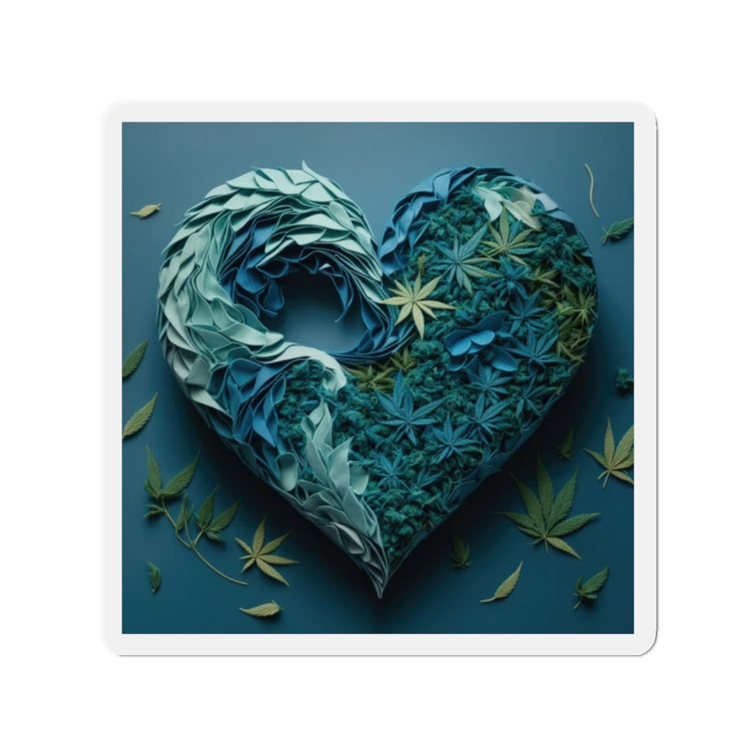 Cannabis Heart Art - Die-cut Magnet - Home Decor - g(0D·IO) - 2" x 2" - Die-Cut - 1 pc