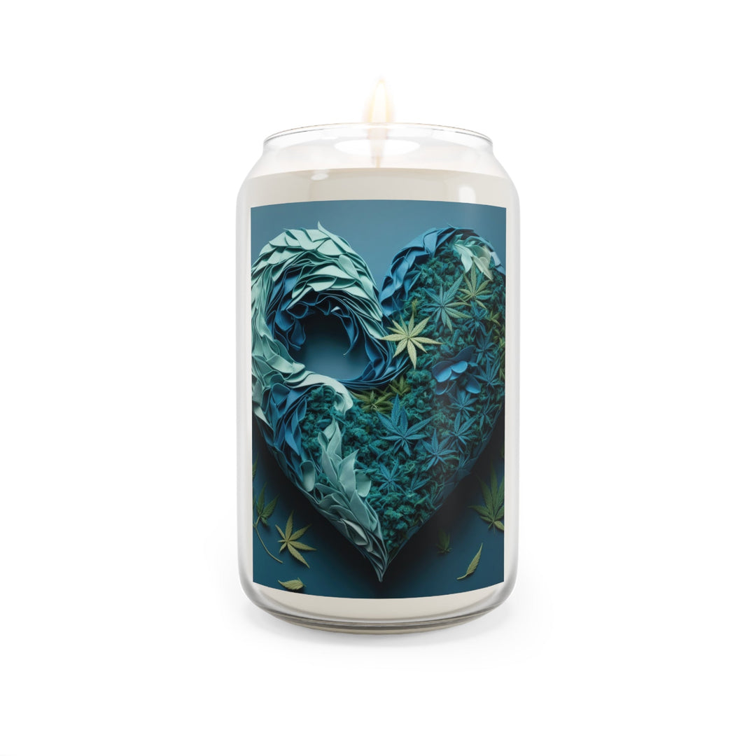 Cannabis Heart Art - Scented Candle - Home Decor - g(0D·IO) - Vanilla Bean - 13.75oz -