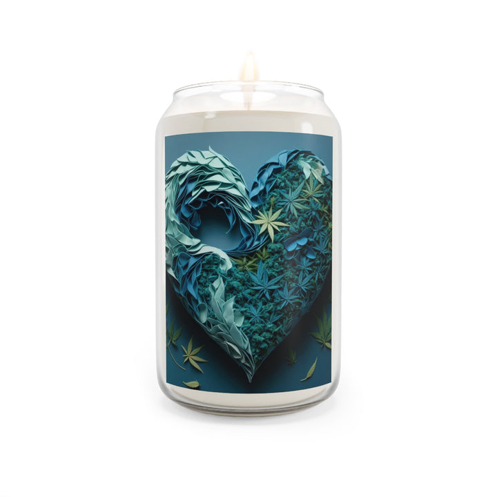 Cannabis Heart Art - Scented Candle - Home Decor - g(0D·IO) - Vanilla Bean - 13.75oz -