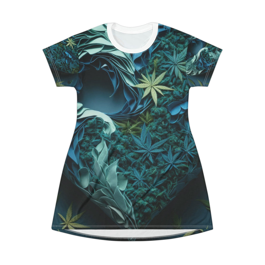 Cannabis Heart Art - T-Shirt Dress - All Over Prints - g(0D·IO) - XS - -