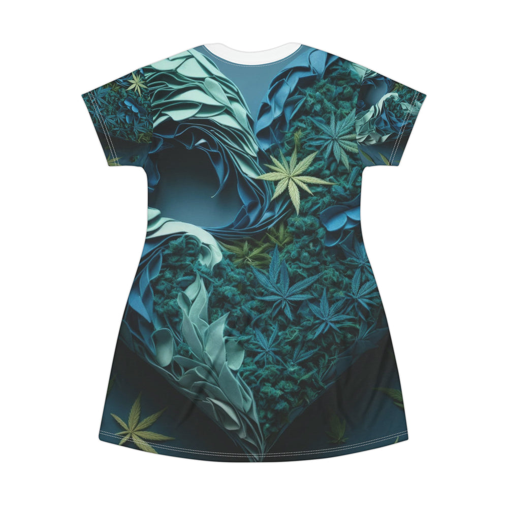 Cannabis Heart Art - T-Shirt Dress - All Over Prints - g(0D·IO) - XS - -