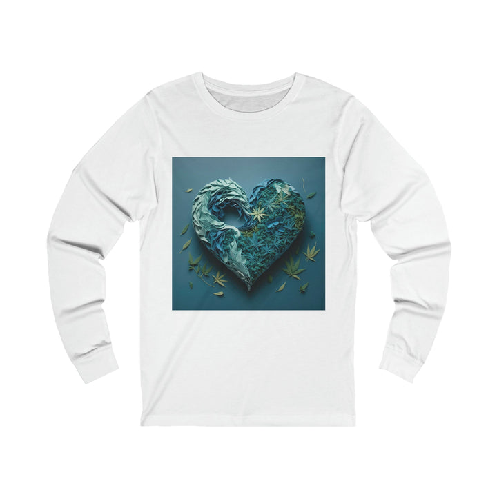 Cannabis Heart Art - Unisex Jersey Long Sleeve Tee - Long-sleeve - g(0D·IO) - S - White -