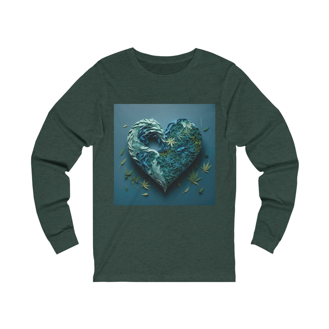 Cannabis Heart Art - Unisex Jersey Long Sleeve Tee - Long-sleeve - g(0D·IO) - S - Heather Forest -