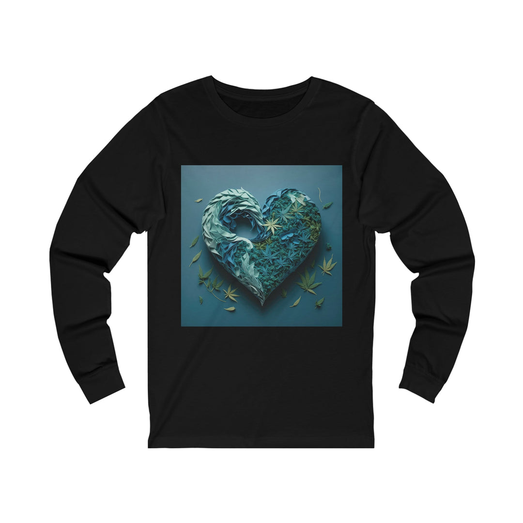 Cannabis Heart Art - Unisex Jersey Long Sleeve Tee - Long-sleeve - g(0D·IO) - S - Black -