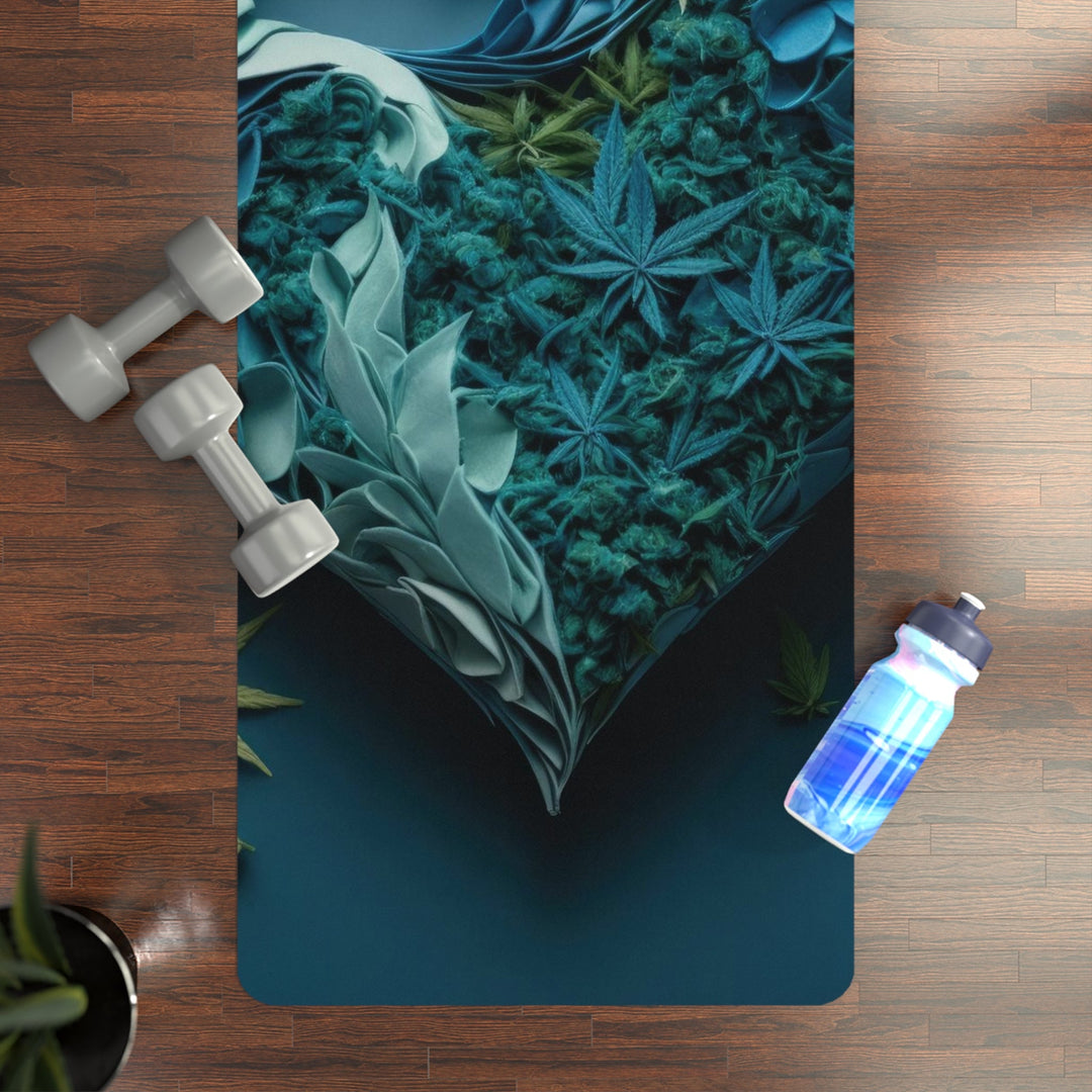 Cannabis Heart Art - Yoga Mat - Home Decor - g(0D·IO) - 24” x 68” - -