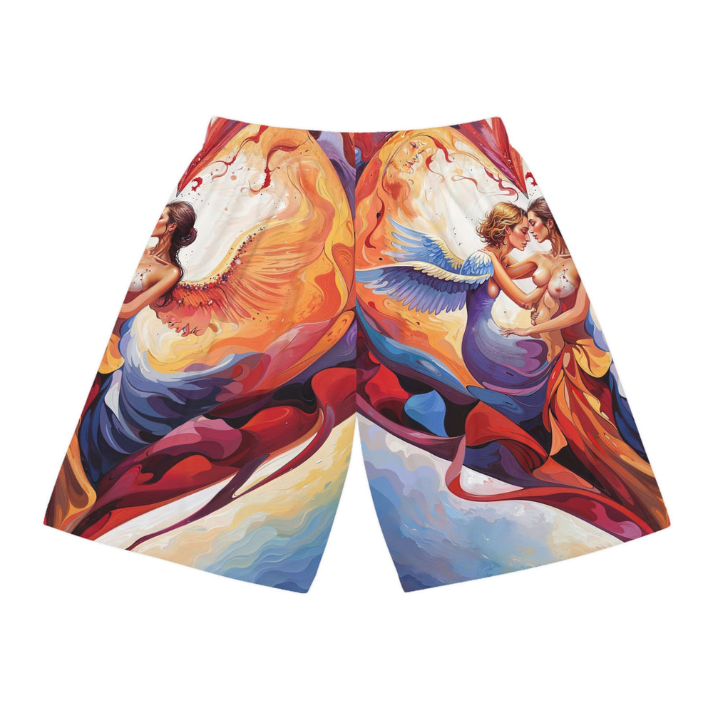 Celestial Love Embrace - AOP Basketball Shorts - All Over Prints - g(0D·IO) - Seam thread color automatically matched to design - XS -