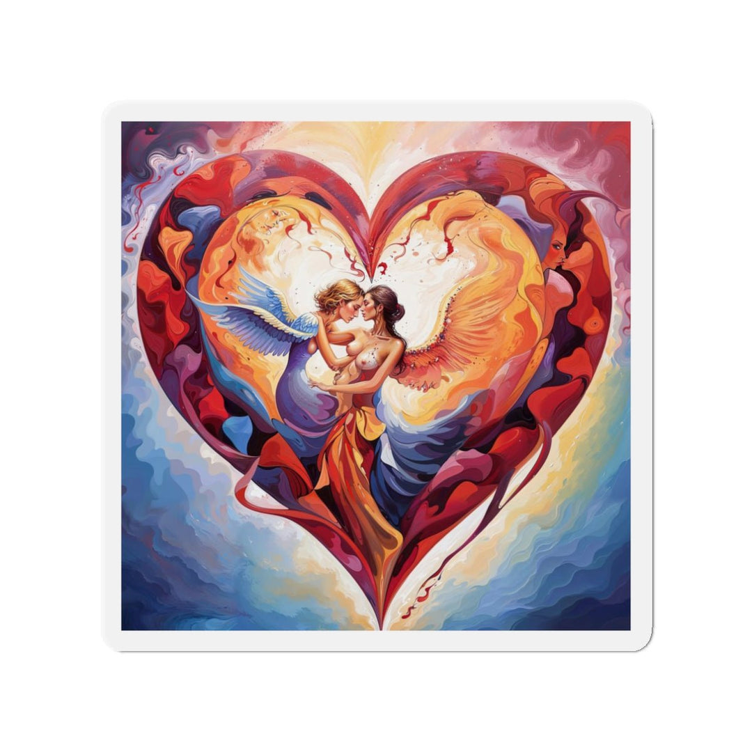 Celestial Love Embrace - Die-cut Magnet - Home Decor - g(0D·IO) - 3" x 3" - Die-Cut - 1 pc