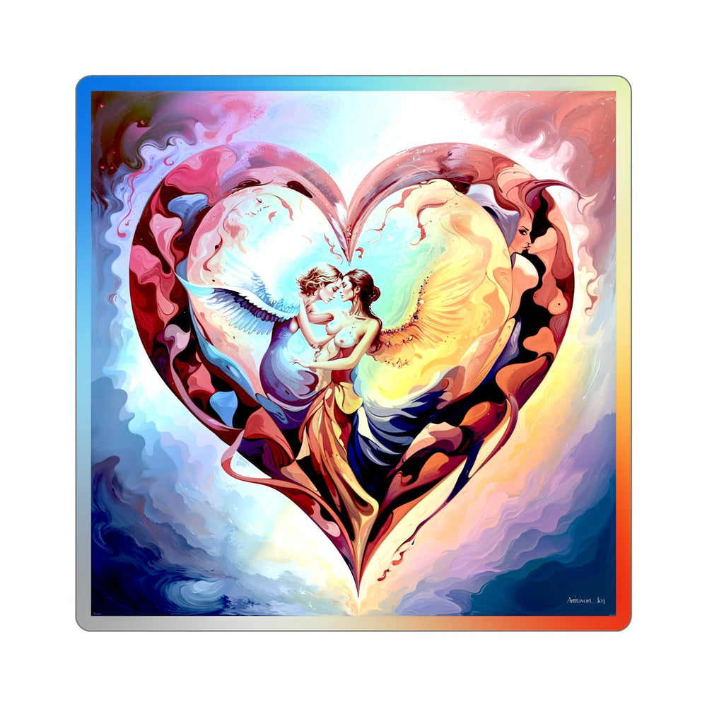 Celestial Love Embrace - Holographic Die-Cut Sticker - Paper products - g(0D·IO) - 3" × 3" - Die-Cut - Holographic