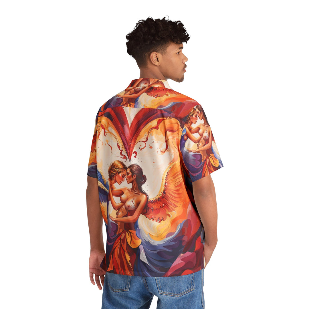 Celestial Love Embrace - Men's Hawaiian Shirt - All Over Prints - g(0D·IO) - S - Black -