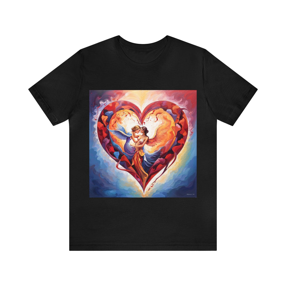 Celestial Love Embrace - Unisex Jersey Short Sleeve Tee - T-Shirt - g(0D·IO) - Black - S -