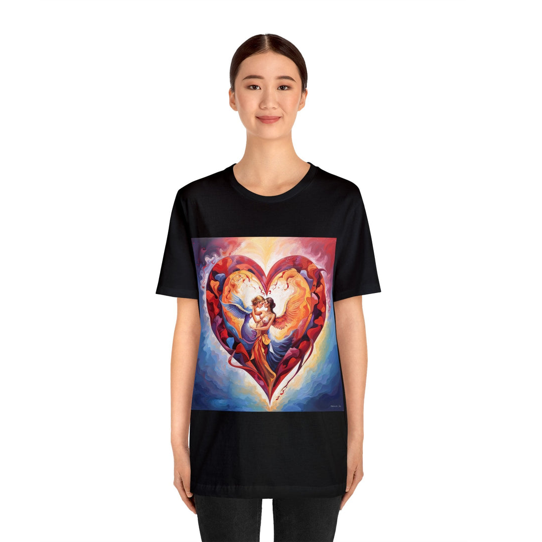 Celestial Love Embrace - Unisex Jersey Short Sleeve Tee - T-Shirt - g(0D·IO) - Black - S -