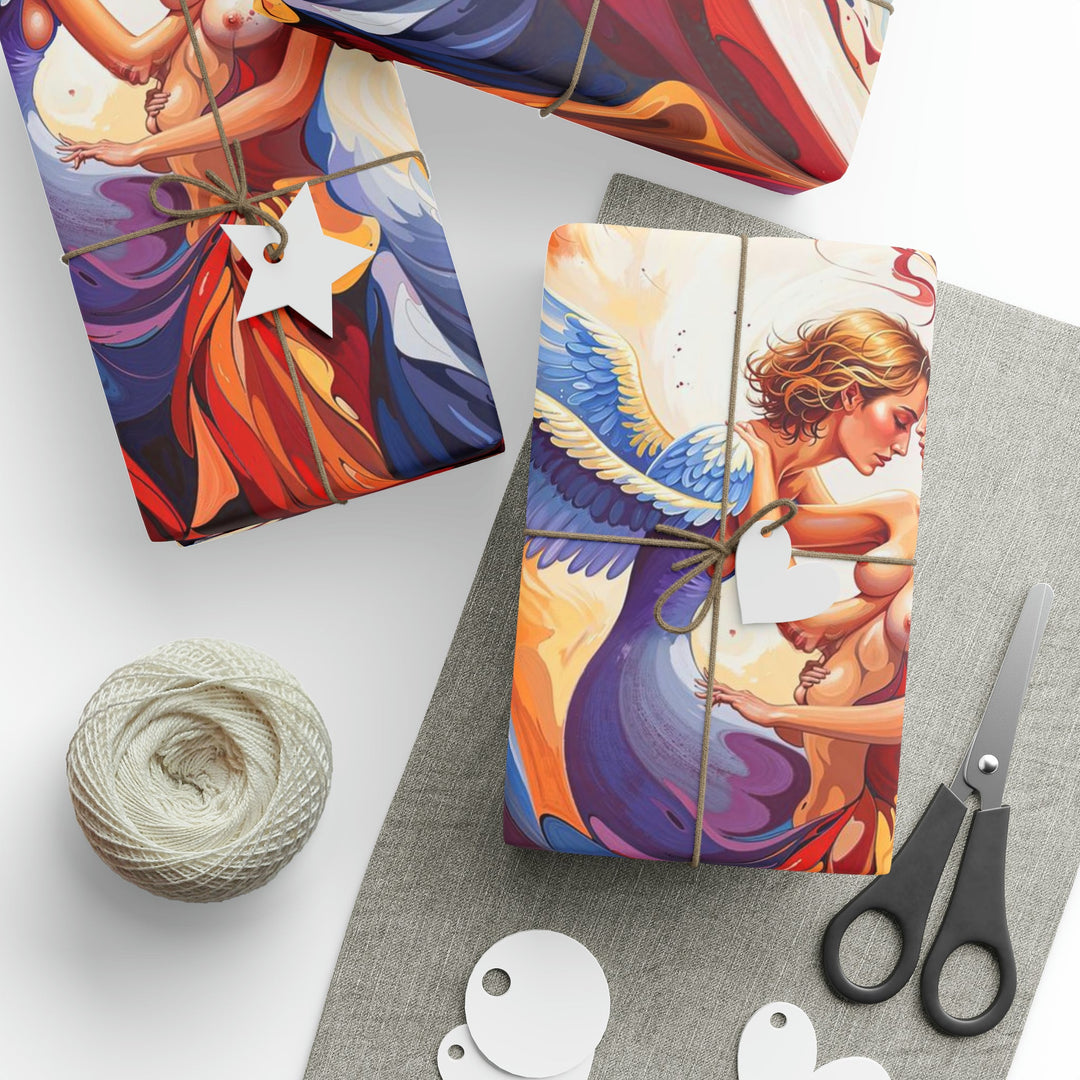 Celestial Love Embrace - Wrapping Paper - Home Decor - g(0D·IO) - 30'' x 72'' - Matte -