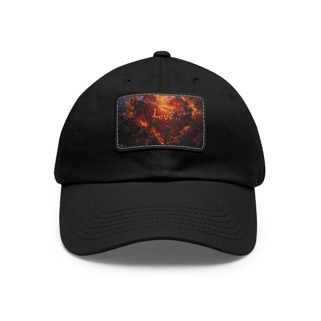 Chaotic Fiery Love - Dad Hat - Hats - g(0D·IO) - Black / Black patch - Rectangle - One size