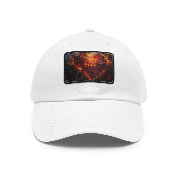 Chaotic Fiery Love - Dad Hat - Hats - g(0D·IO) - White / Black patch - Rectangle - One size