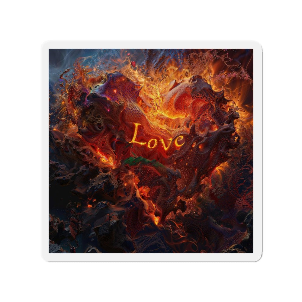 Chaotic Fiery Love - Die-cut Magnet - Home Decor - g(0D·IO) - 3" x 3" - Die-Cut - 1 pc