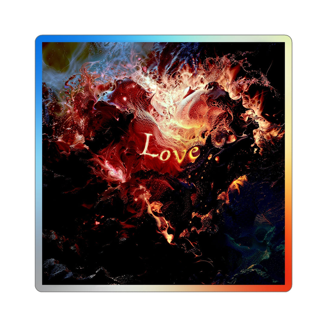 Chaotic Fiery Love - Holographic Die-Cut Sticker - Paper products - g(0D·IO) - 6" × 6" - Die-Cut - Holographic