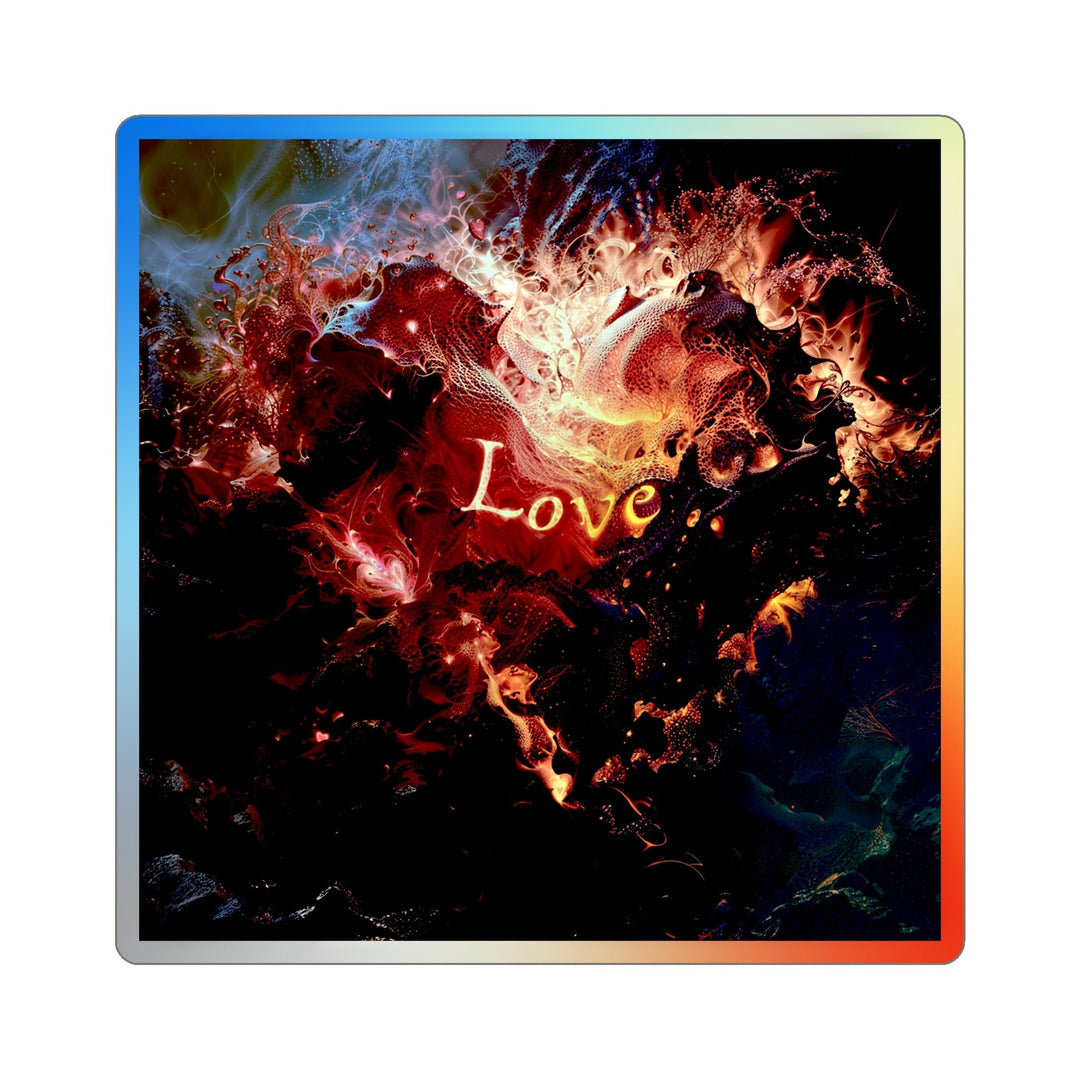 Chaotic Fiery Love - Holographic Die-Cut Sticker - Paper products - g(0D·IO) - 3" × 3" - Die-Cut - Holographic