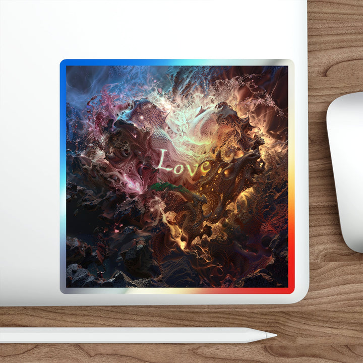 Chaotic Fiery Love - Holographic Die-Cut Sticker - Paper products - g(0D·IO) - 5" × 5" - Die-Cut - Holographic