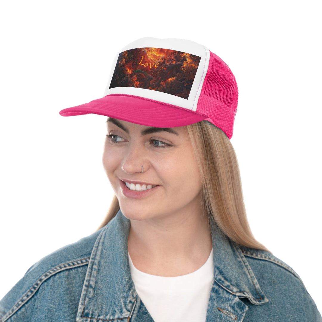 Chaotic Fiery Love - Trucker Hat - Hats - g(0D·IO) - Pink - One size -