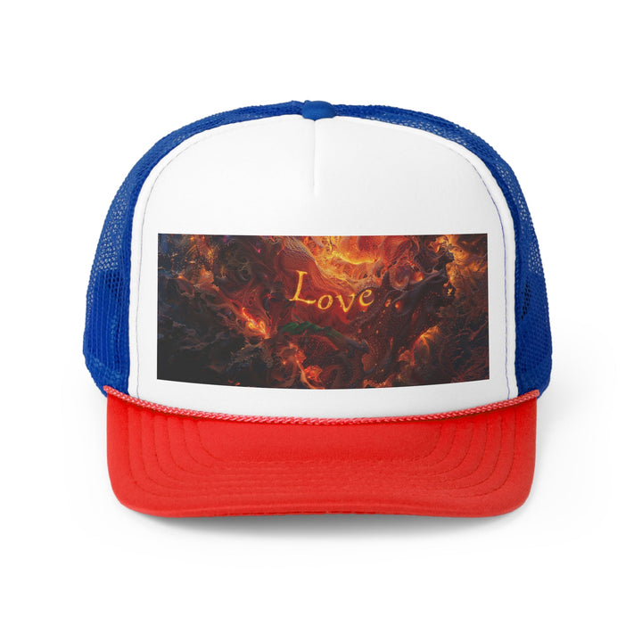 Chaotic Fiery Love - Trucker Hat - Hats - g(0D·IO) - Blue/Red - One size -