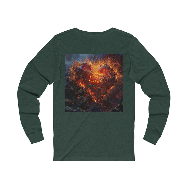 Chaotic Fiery Love - Unisex Jersey Long Sleeve Tee - Long-sleeve - g(0D·IO) - S - Heather Forest -