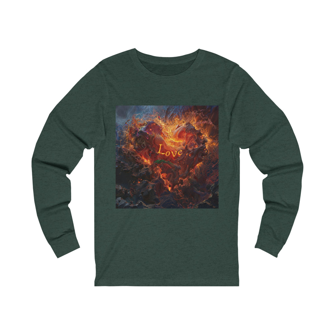 Chaotic Fiery Love - Unisex Jersey Long Sleeve Tee - Long-sleeve - g(0D·IO) - S - Heather Forest -