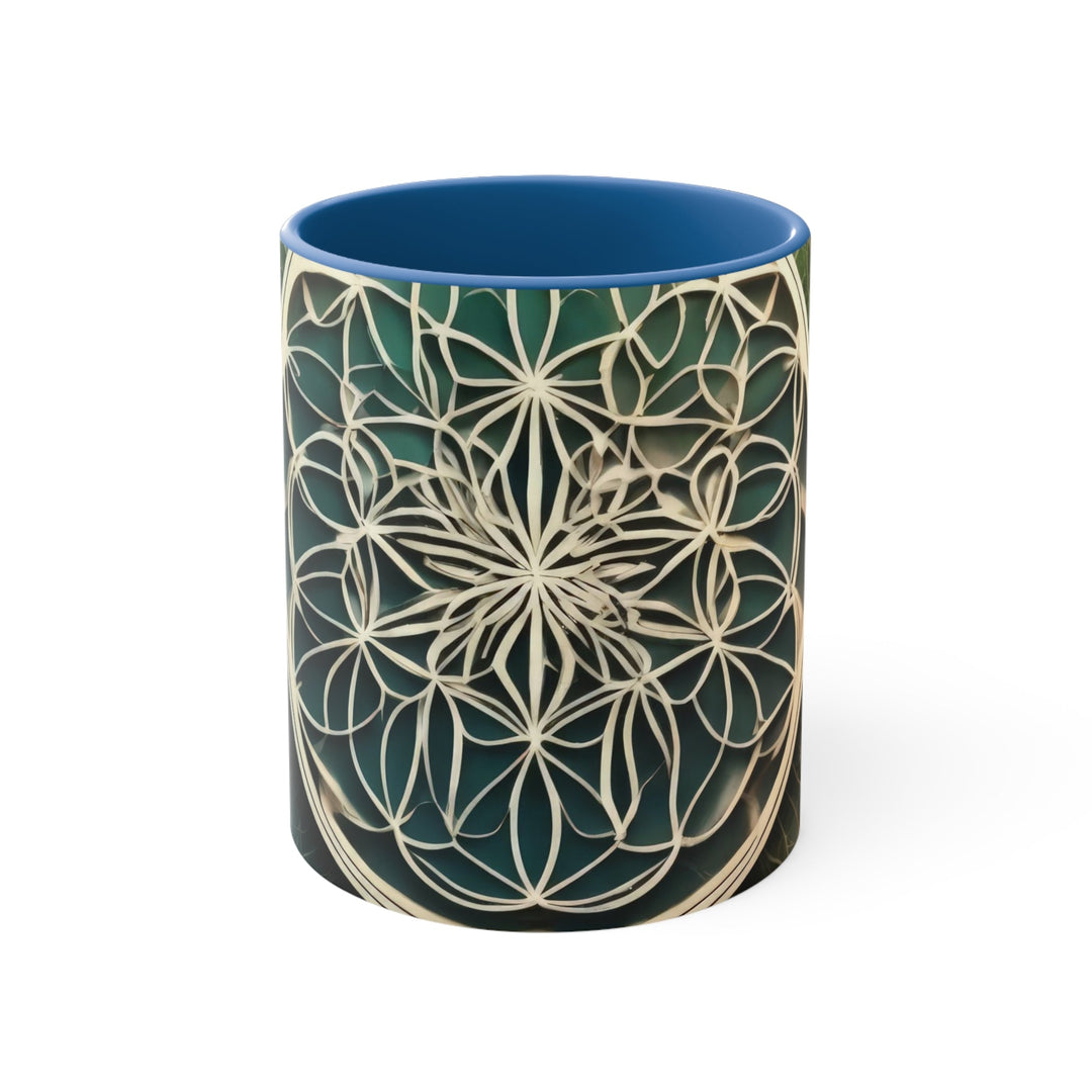 Circular Geometric Pattern - Accent Coffee Mug - Mug - g(0D·IO) - Blue - 11oz -