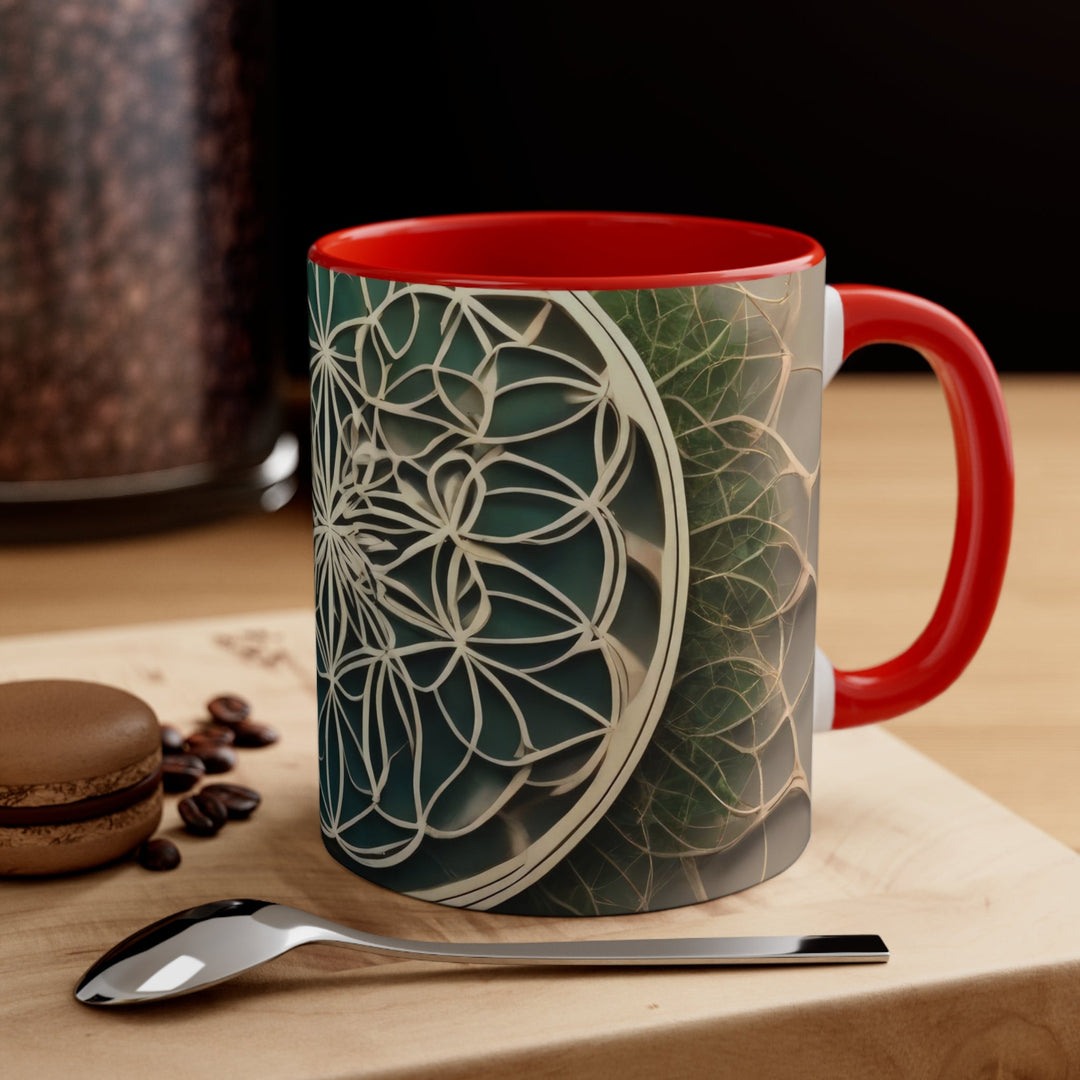 Circular Geometric Pattern - Accent Coffee Mug - Mug - g(0D·IO) - Pink - 11oz -