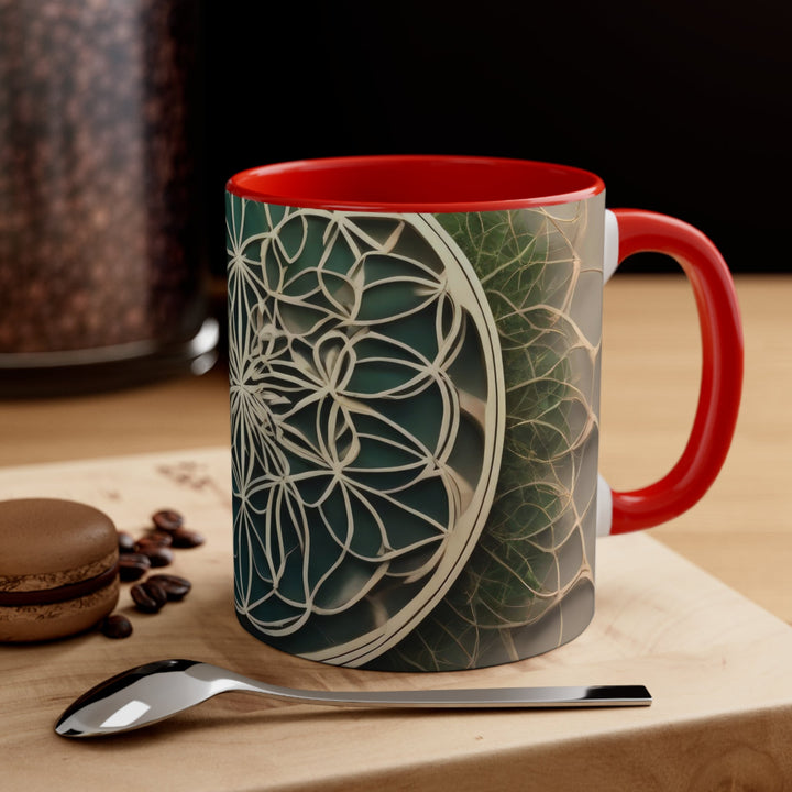 Circular Geometric Pattern - Accent Coffee Mug - Mug - g(0D·IO) - Pink - 11oz -