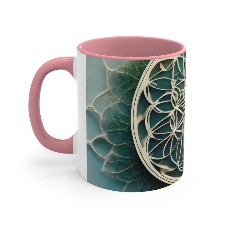 Circular Geometric Pattern - Accent Coffee Mug - Mug - g(0D·IO) - Pink - 11oz -