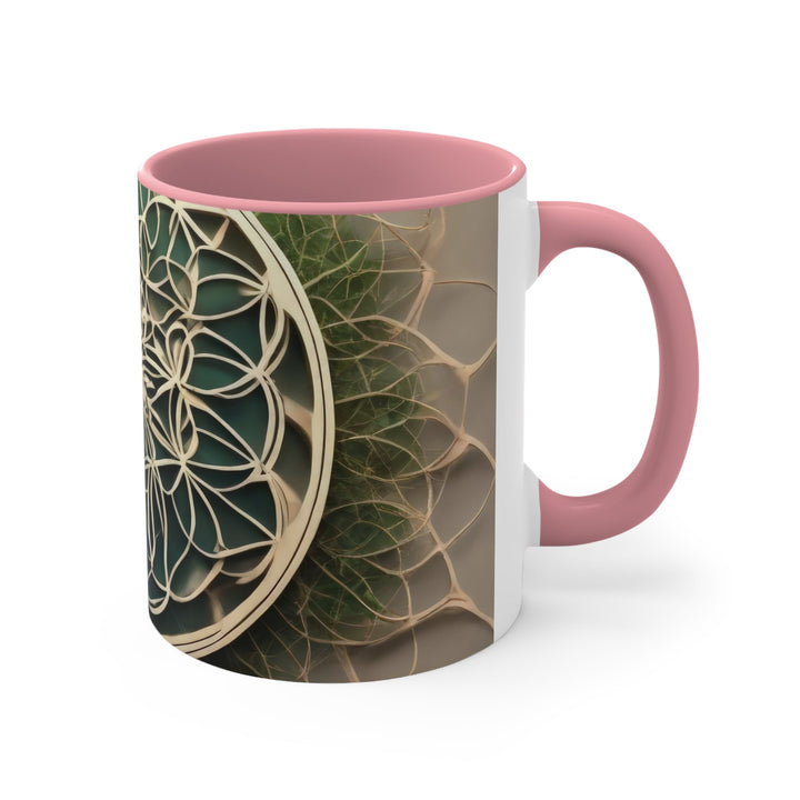 Circular Geometric Pattern - Accent Coffee Mug - Mug - g(0D·IO) - Pink - 11oz -