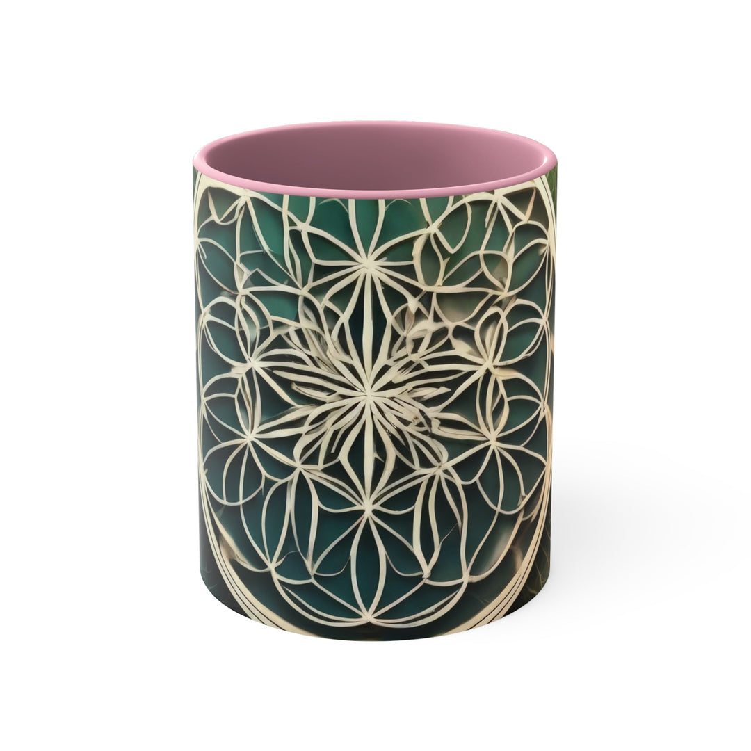 Circular Geometric Pattern - Accent Coffee Mug - Mug - g(0D·IO) - Pink - 11oz -