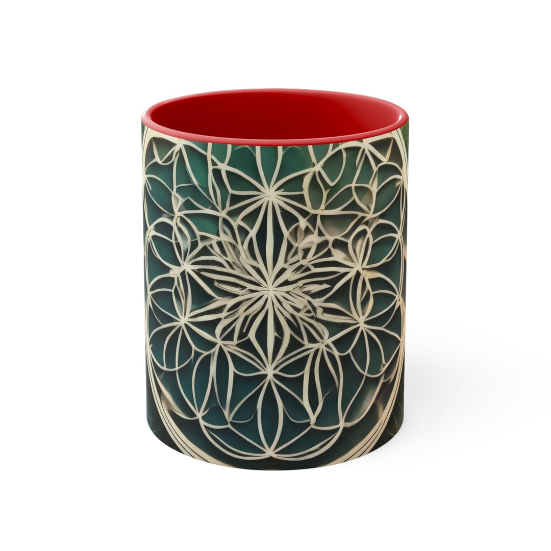 Circular Geometric Pattern - Accent Coffee Mug - Mug - g(0D·IO) - Red - 11oz -