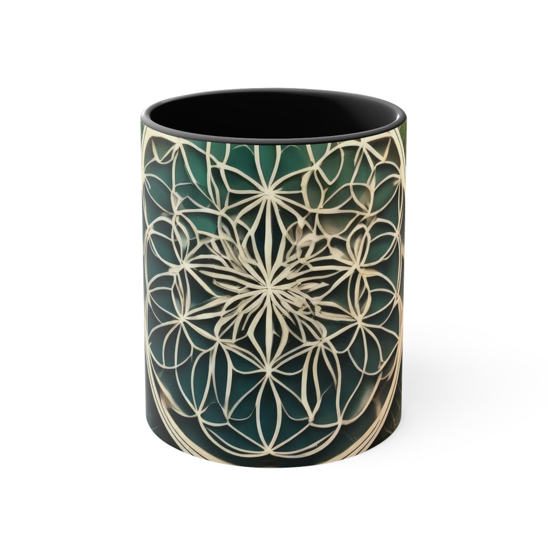 Circular Geometric Pattern - Accent Coffee Mug - Mug - g(0D·IO) - Black - 11oz -