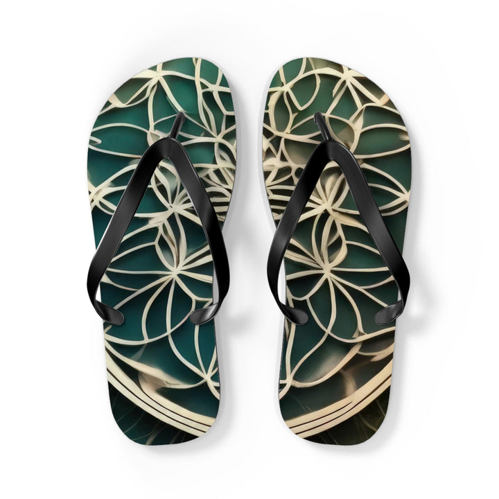 Circular Geometric Pattern - Flip Flops - Shoes - g(0D·IO) - L - Black sole -