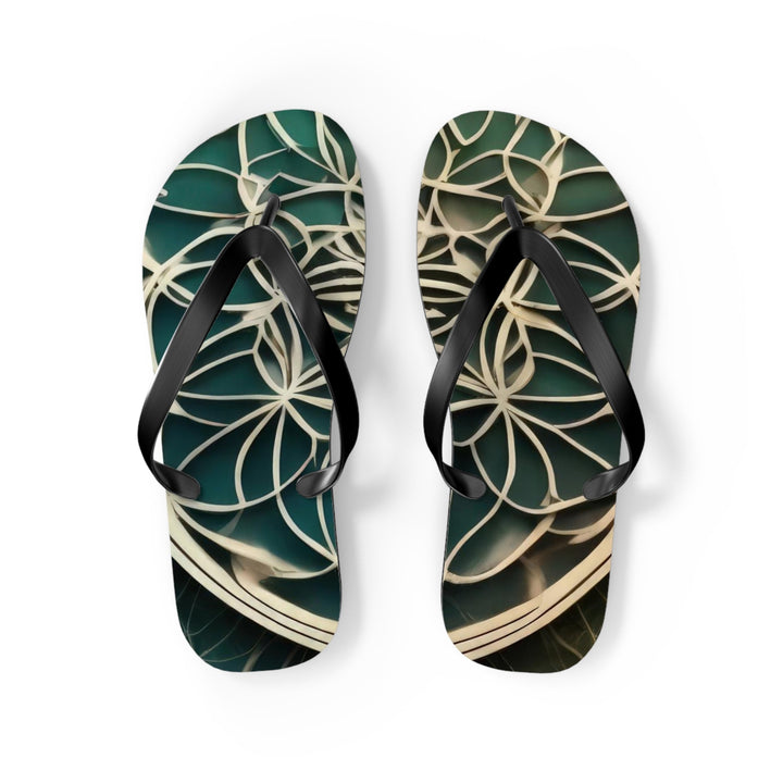 Circular Geometric Pattern - Flip Flops - Shoes - g(0D·IO) - M - Black sole -