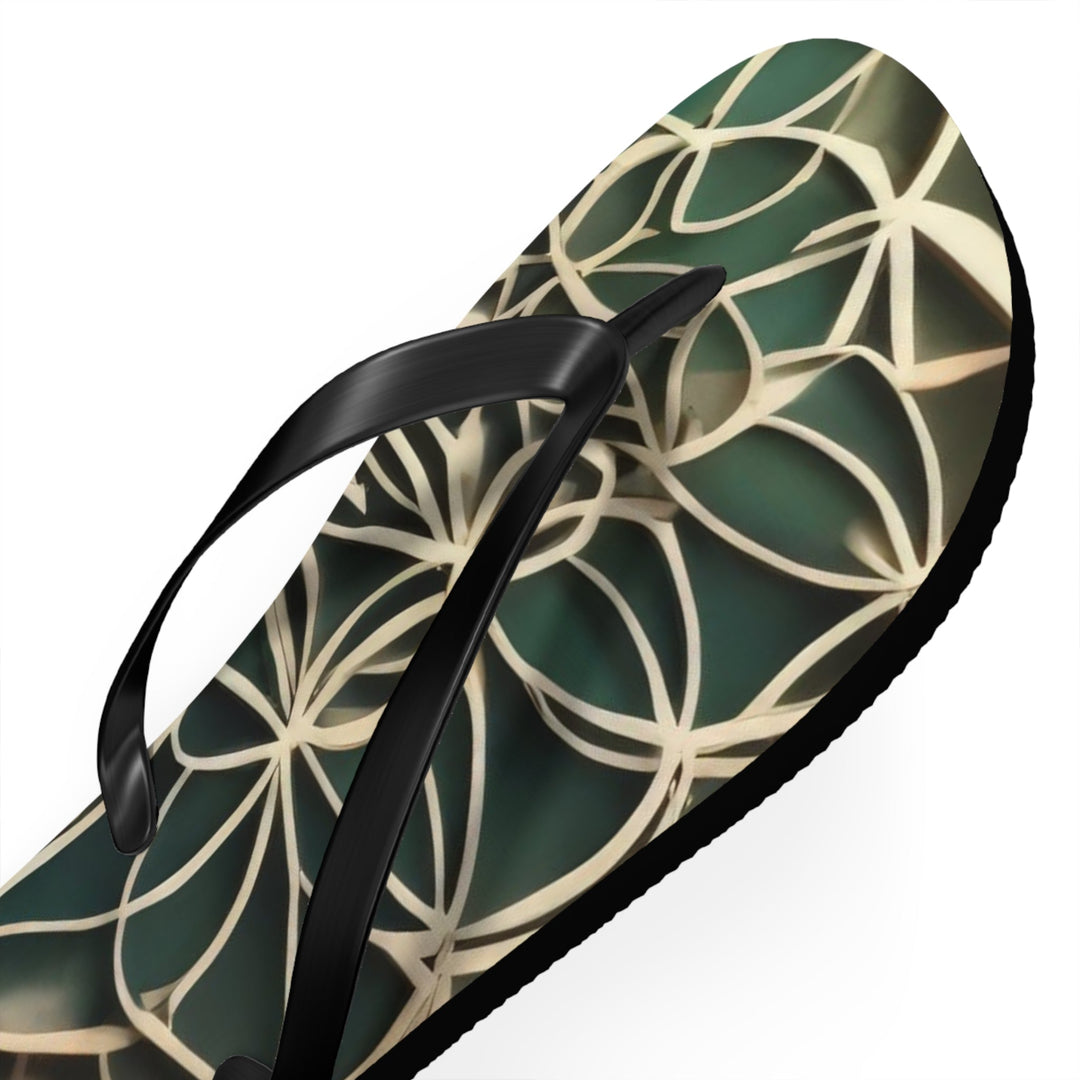 Circular Geometric Pattern - Flip Flops - Shoes - g(0D·IO) - XL - Black sole -