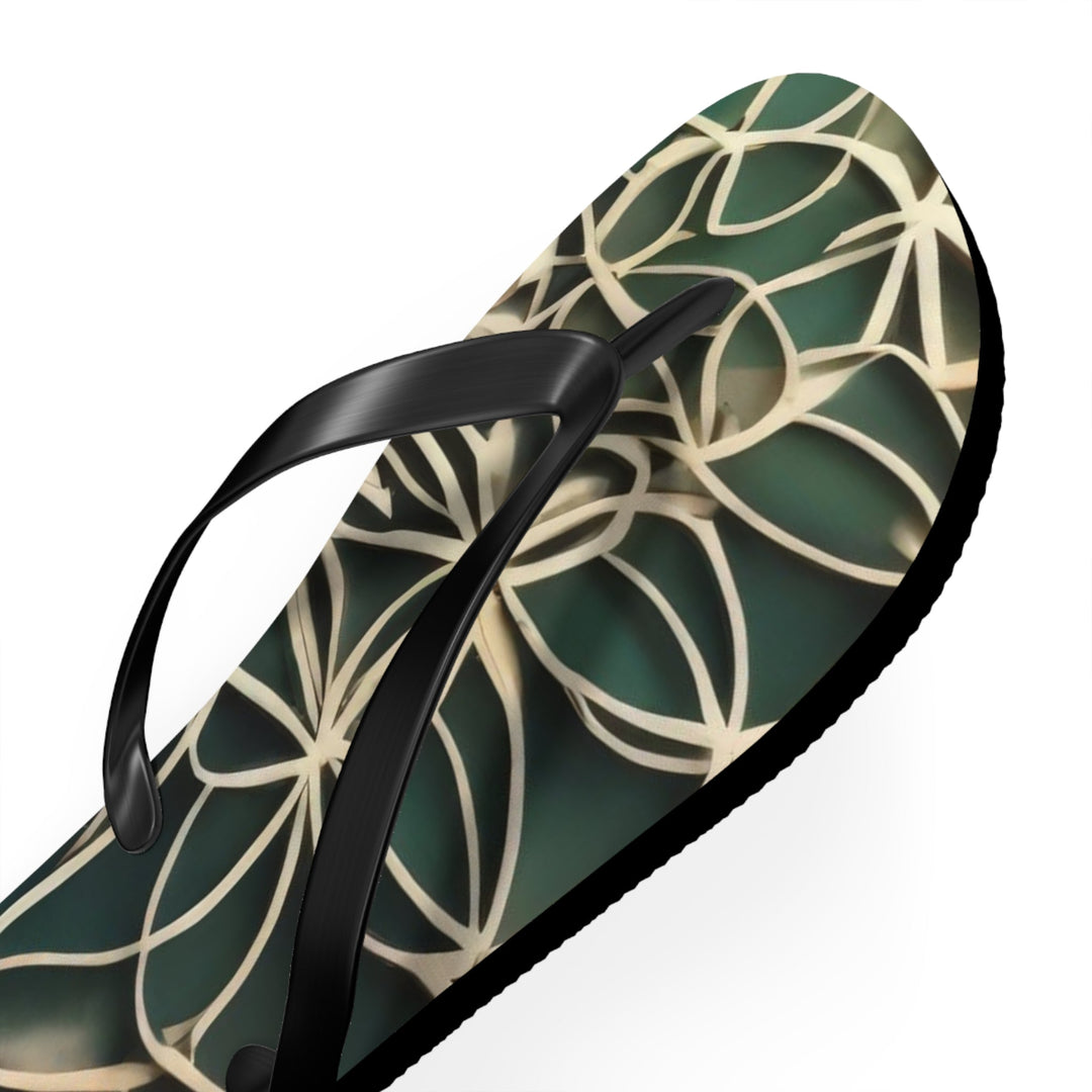 Circular Geometric Pattern - Flip Flops - Shoes - g(0D·IO) - XL - Black sole -