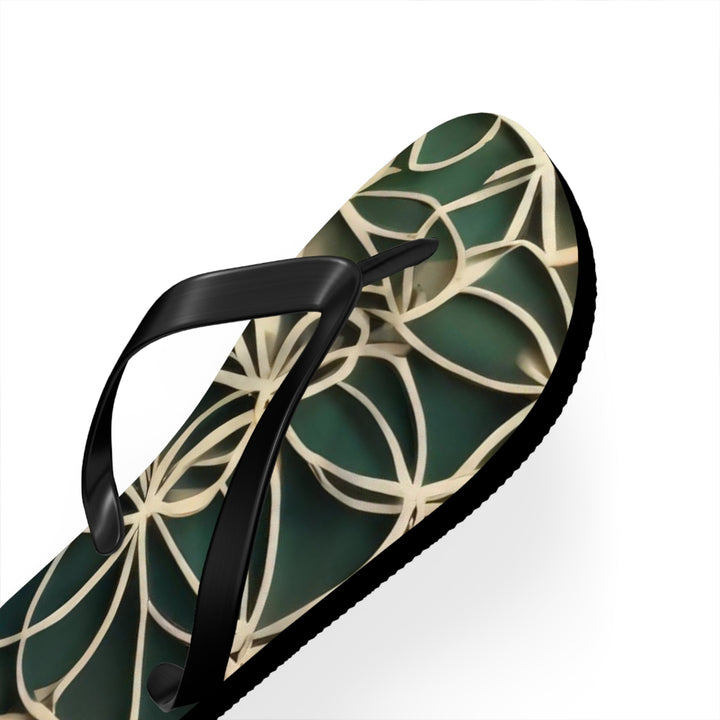 Circular Geometric Pattern - Flip Flops - Shoes - g(0D·IO) - XL - Black sole -