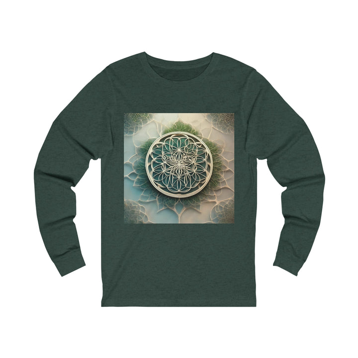 Circular Geometric Pattern - Unisex Jersey Long Sleeve Tee - Long-sleeve - g(0D·IO) - S - Heather Forest -