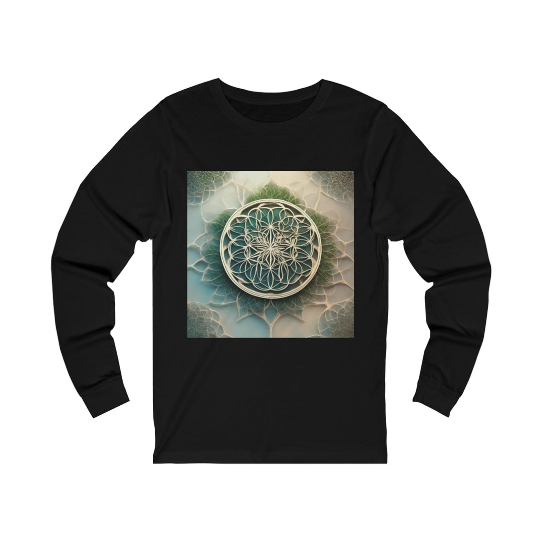 Circular Geometric Pattern - Unisex Jersey Long Sleeve Tee - Long-sleeve - g(0D·IO) - S - Black -